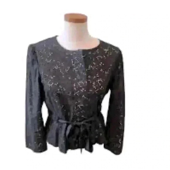 NWT Loft Black Floral Lace Belted Blazer Size 10. ID #70145 - Picture 1 of 7